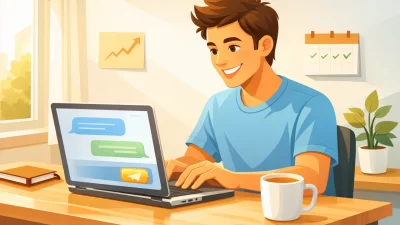 Freelancer using ChatGPT prompts to write a winning Upwork proposal on laptop at home desk