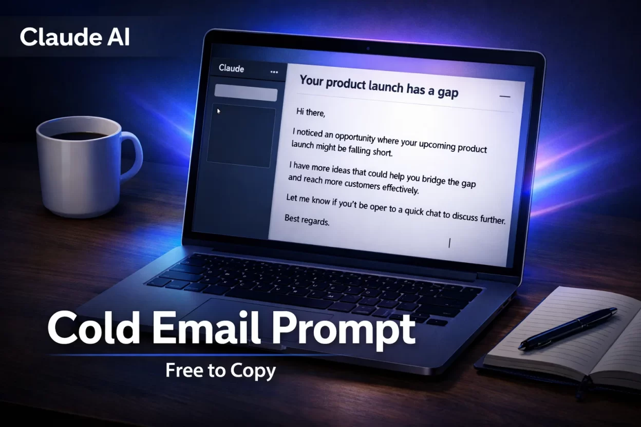Claude prompt for cold email outreach showing a personalized cold email generated by Claude AI ready to copy and use free